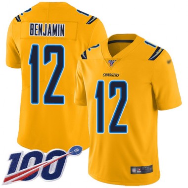 Los Angeles Chargers NFL Football Travis Benjamin Gold Jersey Youth Limited #12 100th Season Inverted Legend->youth nfl jersey->Youth Jersey